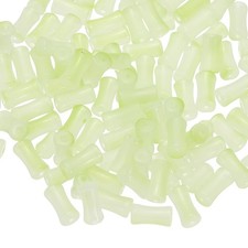100 Pcs Glass Tube Beads, 6x12mm Bamboo Stick Tube Beads, Grass Green