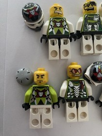Lot 7 Vintage LEGO World Racers 8896 Minifigures Town City Helmets Double Faces