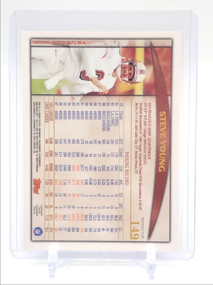 STEVE YOUNG 1998 TOPPS CHROME FOOTBALL REFRACTOR 49ERS Q3562 - Image 2 of 2