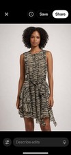 Express Sleeveless Zebra print tiered ruffle fit and flare dress Lg Sleeveless