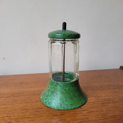 The Hygene Grün Bakelit Glas Zuckerheber Art Deco Top Zustand 