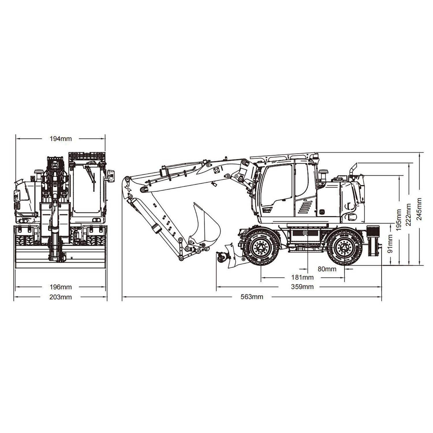 1/14 8-ways RC Hydraulic Wheeled Excavator LR914 Metal 4*4 RTR Digger Axle Lock