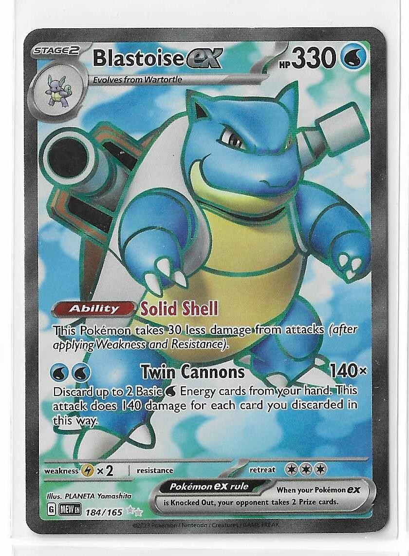 TCG Pokemon English Blastoise ex 184/165 Sv: Scarlet & Violet 151
