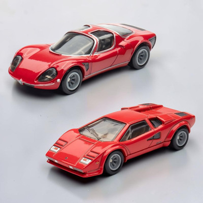 Hot Wheels Alfa Romeo 33 Stradale + Lamborghini Countach Red Italian 2Pack Loose