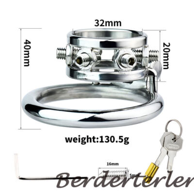 Updated Stainless Steel Male Chastity Cage Device Men Metal Locking Screw Spike