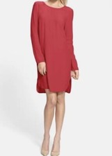 WAYF Size MRed Long Sleeve Crepe Shift Dress Lightweight Viscose Made in USA