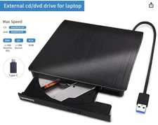 Laurensory Portable External CD/DVD +/-RW Drive Burner USB 3.0