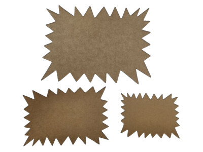 Rectangular Starburst Rectangle Star Kraft Paper 230gsm Starburst Retail Sign Gift Tag ...