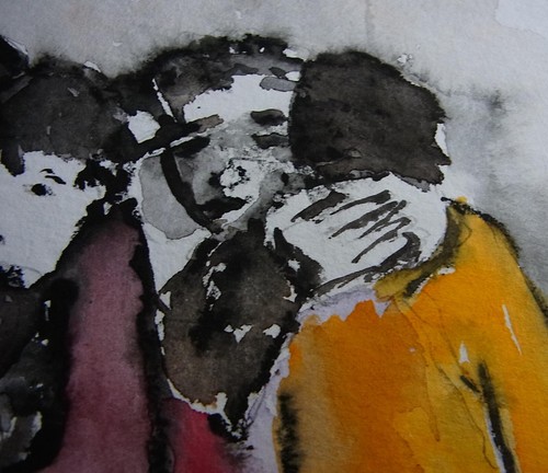 Bonita acuarela (30 x 24 cm), gente de luto, artista sin firmar desconocido - Imagen 4 de 6