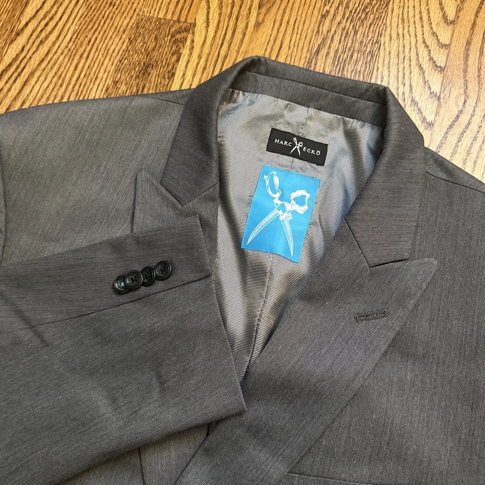 Marc Ecko Cut & Sew Blazer Mens 46 Regular Gray Sport Coat Suit Jacket - Image 2 of 4