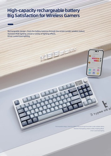 K86 Hot-Swappable Mechanical Keyboard Bluetooth/2.4g With Volume Rotary Button - Picture 19 of 21