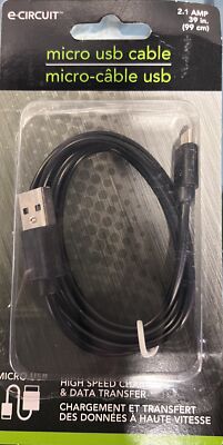 E-Circuit * Micro USB Charging Cable * 2.1 AMP * 39 in (99 cm) * 