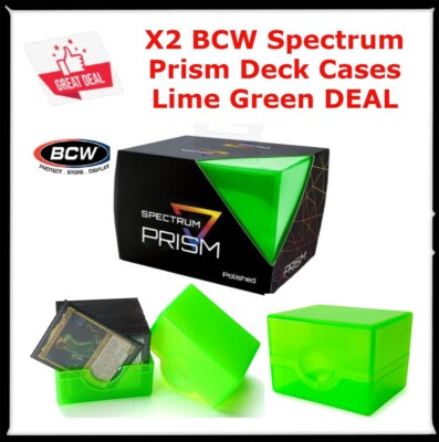 X2 Quality BCW Lime Green Spectrum Prism Polished Deck Cases Card Storage DEAL