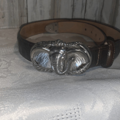 Vintage Brighton Belt 1996 Silver Elephant Buckle Crocodile  display picture 2