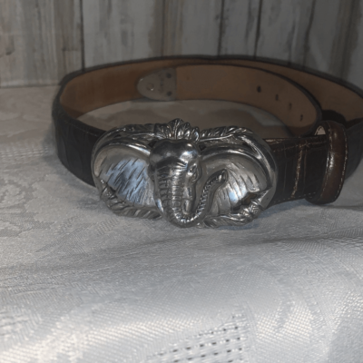 Brighton vintage 1996 brown croc embossed leather belt w/detailed silver links M Vintage Brighton Brown Croc Embossed Leather Belt Small - Etsy main image 2
