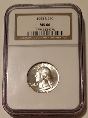1953 S Washington Quarter MS66 NGC Blast White