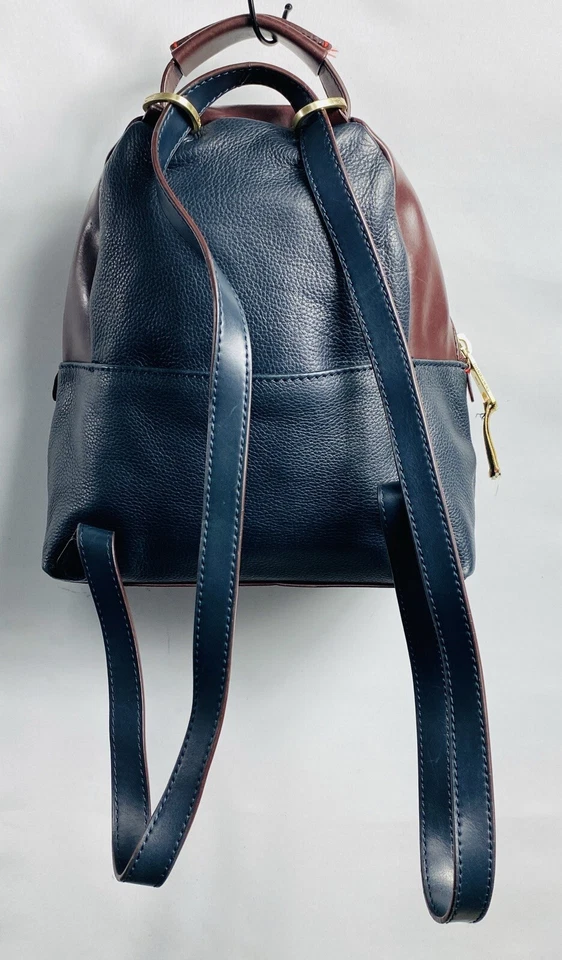 Mochila de cuero genuino Ellen Degeneres ED NEGRA/MARRÓN 9”x11”x3,5” Foto 2 de 4