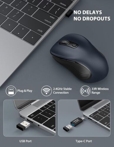 Ratón Inalámbrico Trueque para Portátil, 2.4GHz Ergonómico 3 Niveles DPI, 6. - Imagen 2 de 6