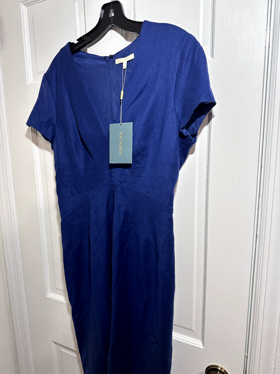 imperial blue dress The 8th Sign Imperial Scallop Sleeve Belted Midi Dress