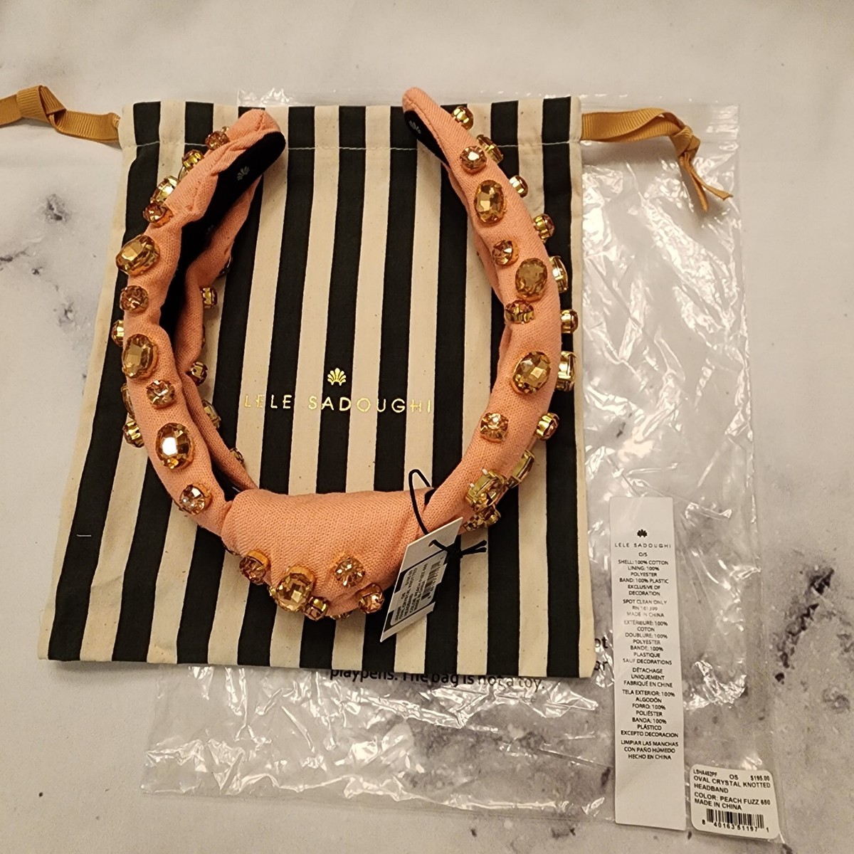 Lele Sadoughi Peach Fuzz Oval Crystal Knotted Headband Lele Sadoughi Disco Crystal Knotted Headband | Neiman Marcus main image 4