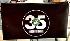 World Famous Brooklyn Brewery Logo: Leather Travel Pouch, Zipper Closure