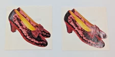 2 Vintage PAPER HOUSE / STICKY PIX Sticker Squares- RUBY SLIPPERS (WIZARD OF OZ)
