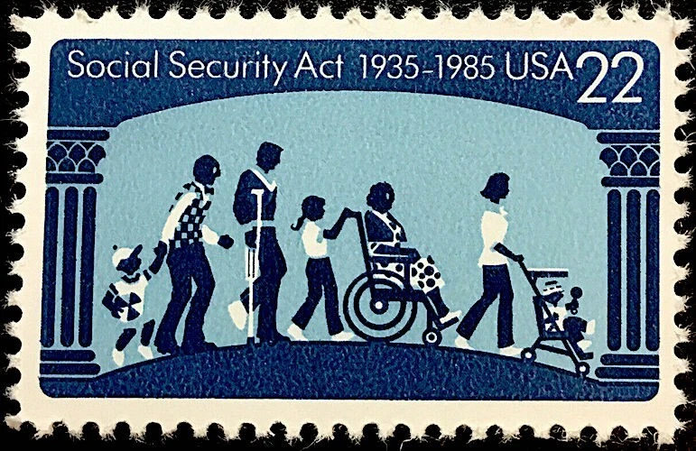 1935-1985 SOCIAL SECURITY ACT MNH Block 4 22¢ STAMPS 2153 Unemployment Insurance - Image 2 of 3
