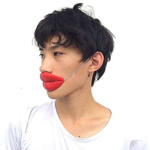 2pcs Funny Cartoon Red Lips Sausage Mouth Cosplay Party Jokes Props