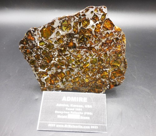 190.2 g - STABLE ADMIRE PALLASITE METEORITE Slice - Translucent Glowing Olivine! - Picture 9 of 9