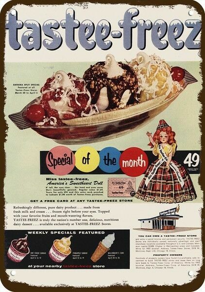 アンティーク　メタル　サイン　プレート　看板　ICE CREAM アメリカ　レア 1956 TASTEE-FREEZ ICE CREAM Restaurant VintageLook DECORATIVE