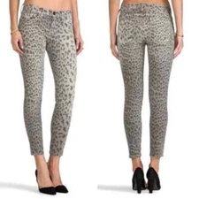 Current Elliott Size 26 Gray Leopard Stiletto Skinny Jeans