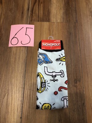 Hasbro Gaming Monopoly Crew Men s Socks Shoe Size 6-12 Unisex Graphic 
