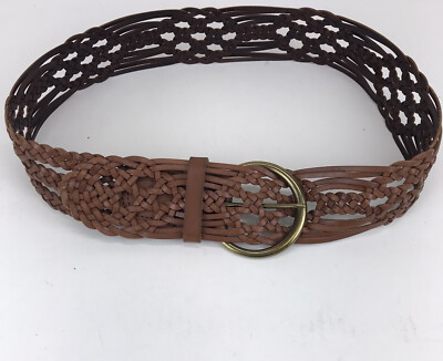 Fossil Brown Woven Braided Leather Belt Womens Size Medium  display picture 3