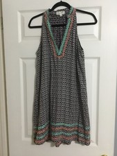 THML Embroidered Dress Sz Small Sleeveless Tunic Shift Boho Vneck