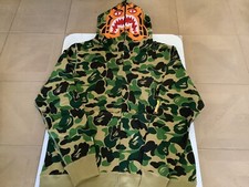Authentic a bathing ape bape abc camo tiger full zip hoodie green Men  s XL new