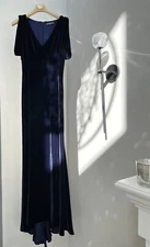 Vintage Alexander McQueen 2007 “Luscious”Royal Blue Velvet Bias Cut Gown Size 38