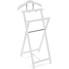 Appendiabiti servo muto in legno Porta abiti bianco indossatore richiudibile per