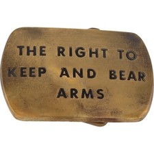 New Brass Gun Right Keep Bear Arms 2nd Amendment 1970s NOS Vintage Belt Buckle