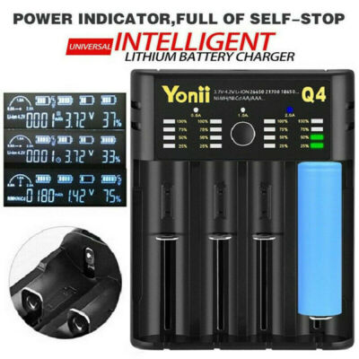 4 Slot LCD Akku Ladegerät USB Charger für AAA Li-Ion Lithium Batterieladegerät