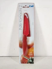 Kai Pure Komachi 2 4" Serrated Tomato / Cheese Knife with Sheath - Red