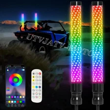 2PCS 2FT Fat LED Whip APP Controlled Antenas Whip Light for Polaris RZR ATV UTV