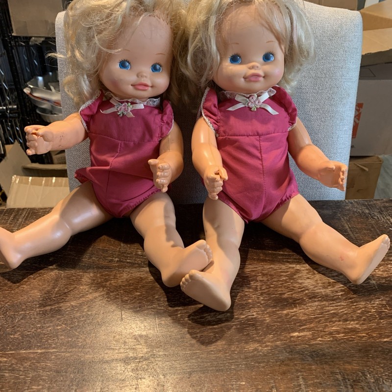 2 CHATTY PATTY DOLL pull string toy 17" 1983 Mattel Vintage (Only 1 Has Voice)