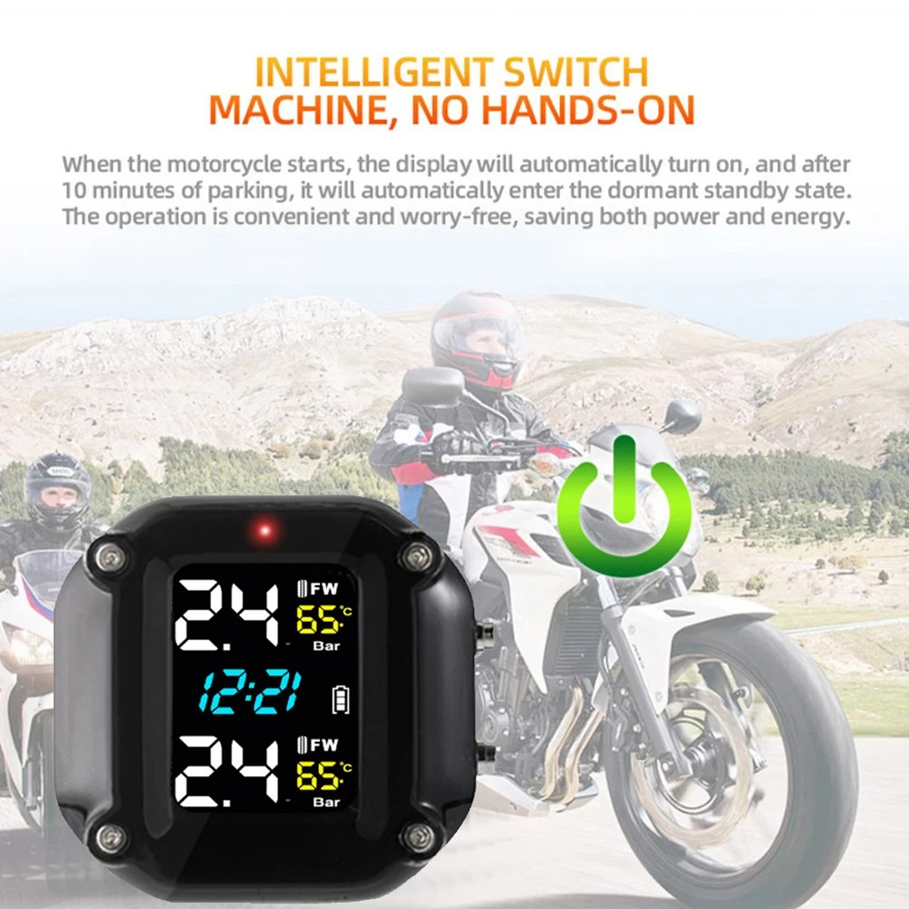 - Senza marca/Generico - - Sensori Pressione Pneumatici Moto TPMS Display Lcd Monitoraggio Gomme 2 Ruote - Miniatura 7