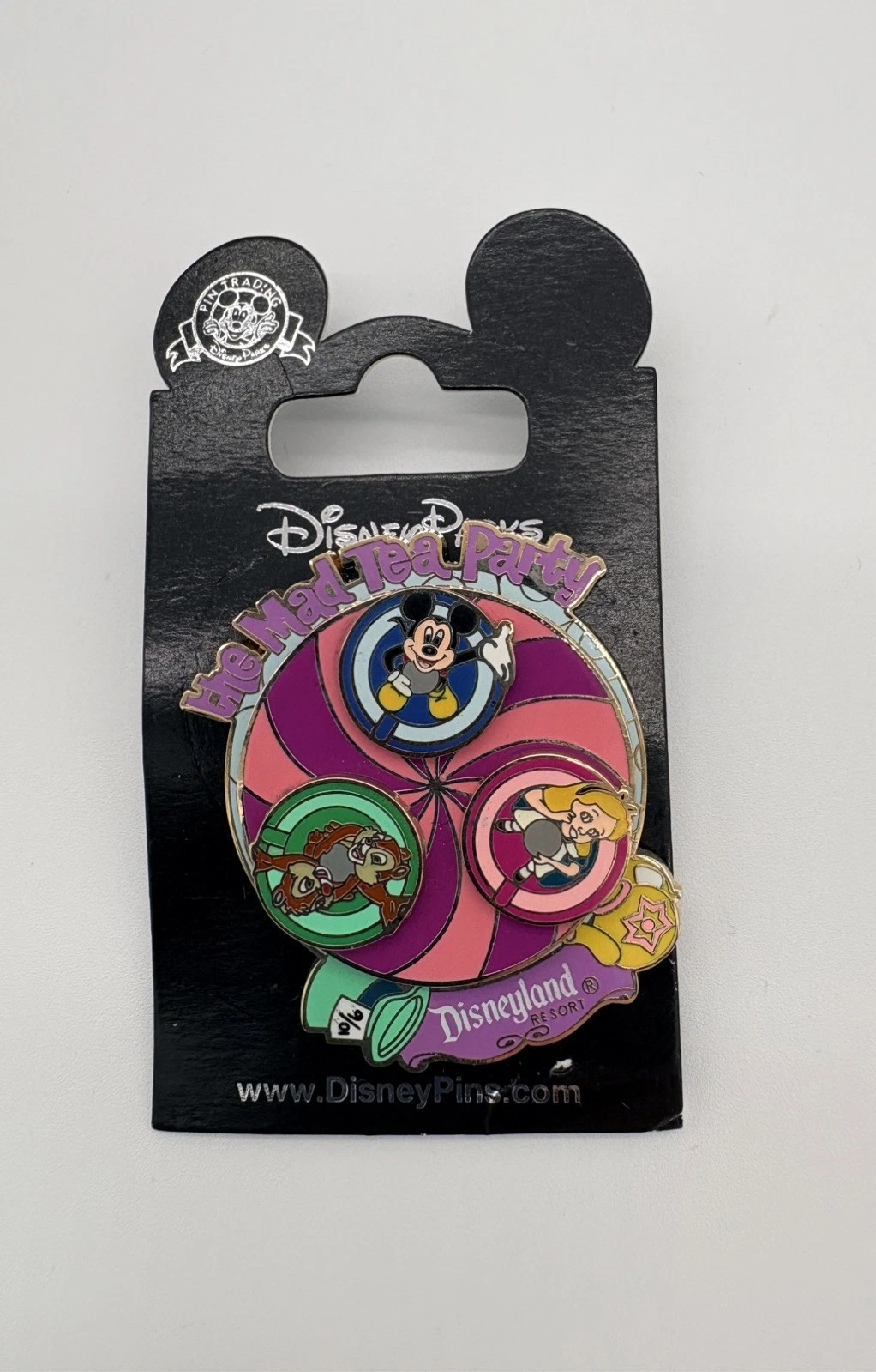 Disney The Mad Tea Party Ride Spinner Pin Alice in Wonderland Cheshire Chip Dale