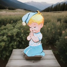 VTG 1950s Dolly Toy Co. Box Board Boy Bedtime Prayer Wall Hangings- 15"