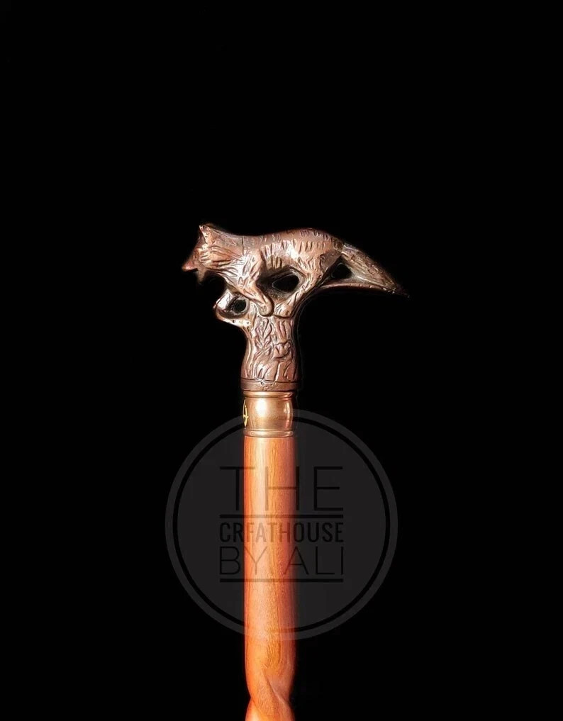 36'' Solid Brass Running Fox Head Handle Victoria… - image 4
