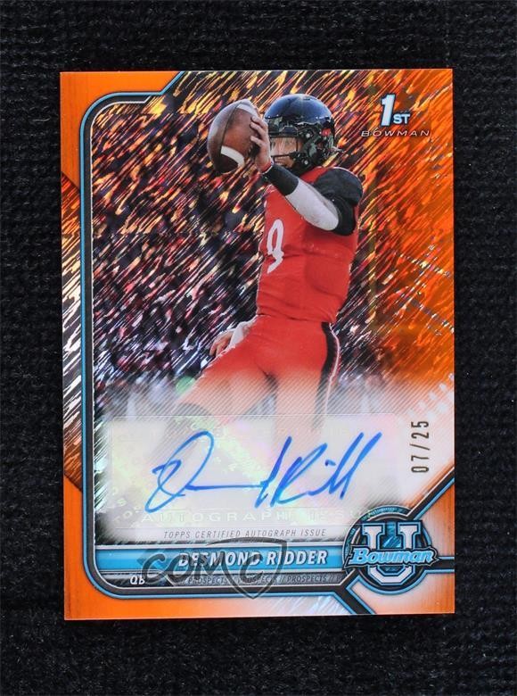 2021-22 Bowman U Orange Shimmer Refractor 7/25 Desmond Ridder #BCPA-DR Auto 13qb