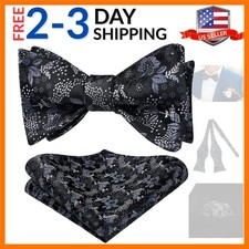 Bow Ties for Men Floral Bowties Mens Self Tie Bow Tie Handkerchief Jacquard W...