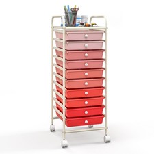 10 Drawer Rolling Storage Cart Scrapbook Paper Office School Organizer Pink