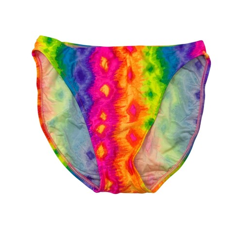 Vintage 90s Hot Mango Hi Cut Bikini Swimsuit Apx Sz M Rainbow Tie Dye Print - Picture 3 of 7
